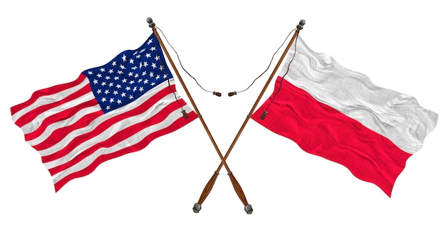 Drapeau national de la Pologne et des États-Unis d'Amérique Contexte pour les concepteurs