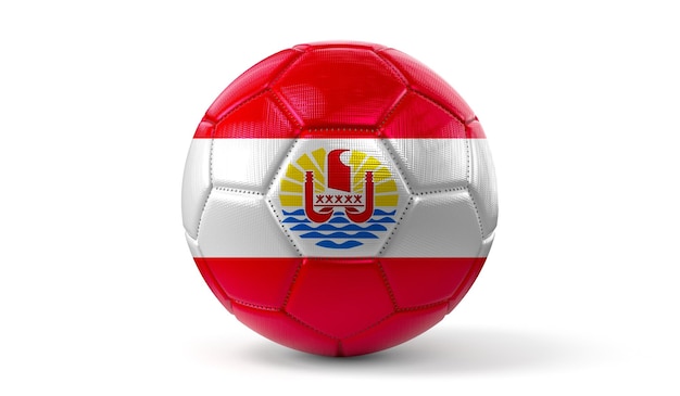 Drapeau national de la Polynésie française sur l'illustration 3D du ballon de football