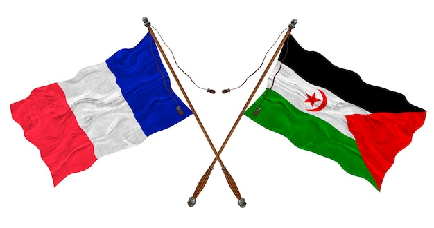 Drapeau national de la République arabe sahraouie démocratique et de la France Arrière-plan pour les concepteurs