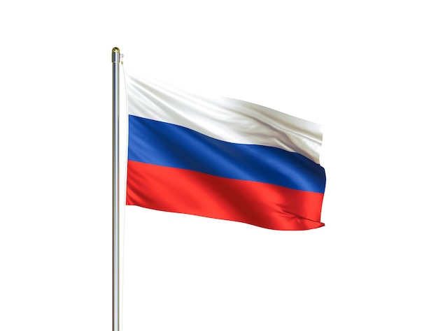 Drapeau national de la Russie agitant dans un fond blanc isolé Drapeau de la Russie Illustration 3D