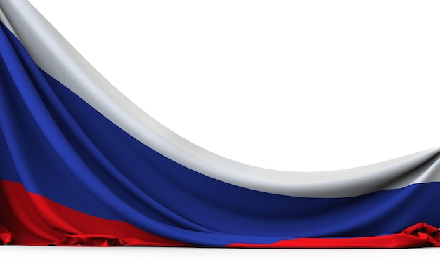 Drapeau national de la Russie suspendu bannière en tissu rendu 3D