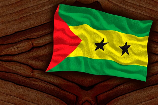 Drapeau national de Sao tomé et principe Arrière-plan avec le drapeau de Sao tomé et principe