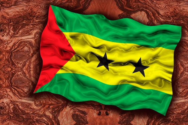 Drapeau national de Sao tomé et principe Arrière-plan avec le drapeau de Sao tomé et principe