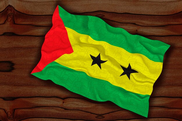 Drapeau national de Sao tomé et principe Arrière-plan avec le drapeau de Sao tomé et principe