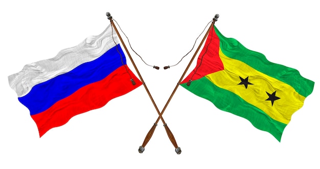 Drapeau national de Sao tomé-et-Principe et de la Russie Arrière-plan pour les concepteurs