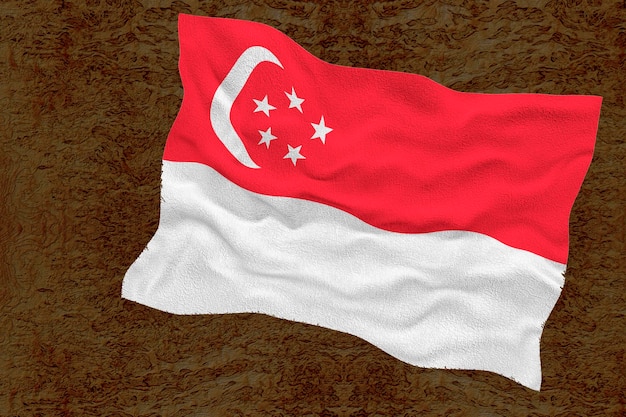 Drapeau national de Singapour Fond avec le drapeau de Singapour