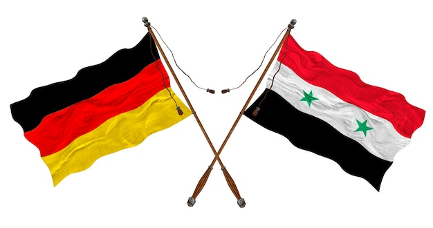 Drapeau national de la Syrie et de l'Allemagne Contexte pour les concepteurs