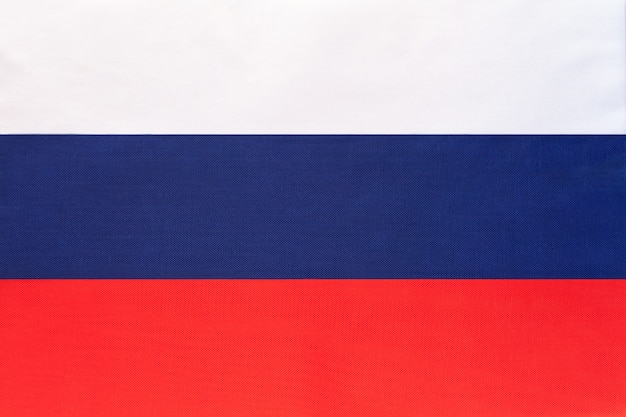 Photo drapeau national de tissu de russie fond textile