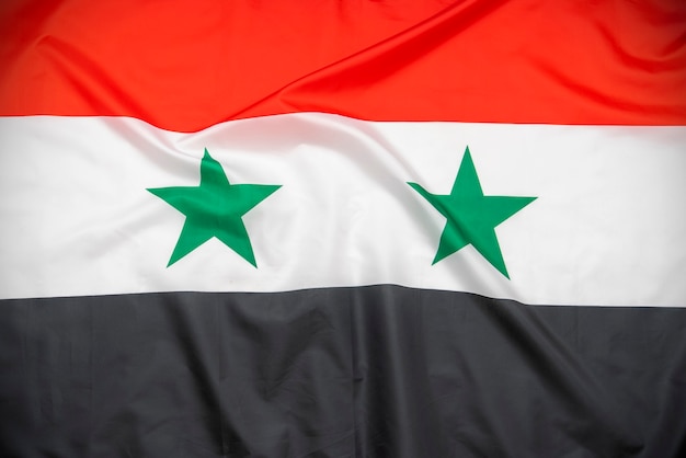 Drapeau national en tissu de la Syrie