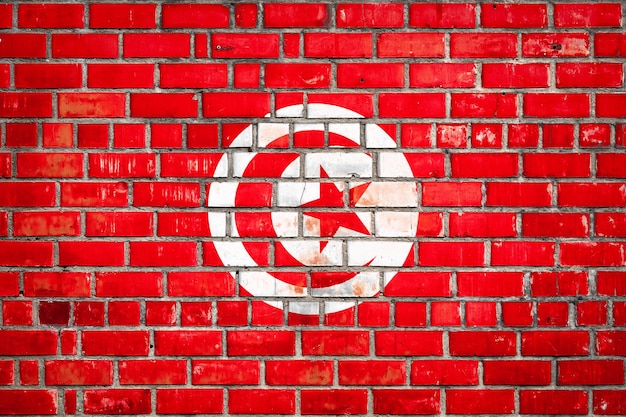 Drapeau national de la Tunisie sur un fond de brique grunge