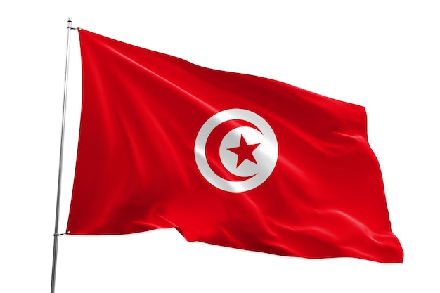 Photo drapeau national de la tunisie isolé fond blanc 3d