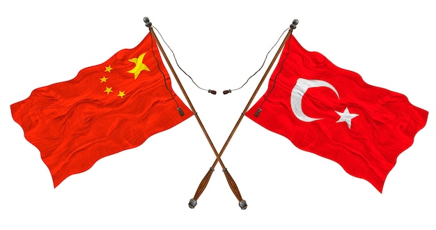 Drapeau national de la Turquie et de la Chine Contexte pour les concepteurs