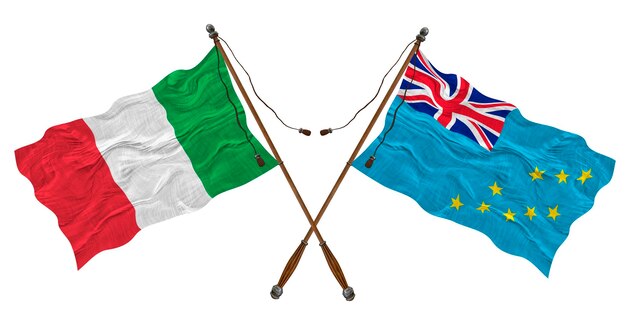 Drapeau national de Tuvalu et de l'Italie Contexte pour les concepteurs