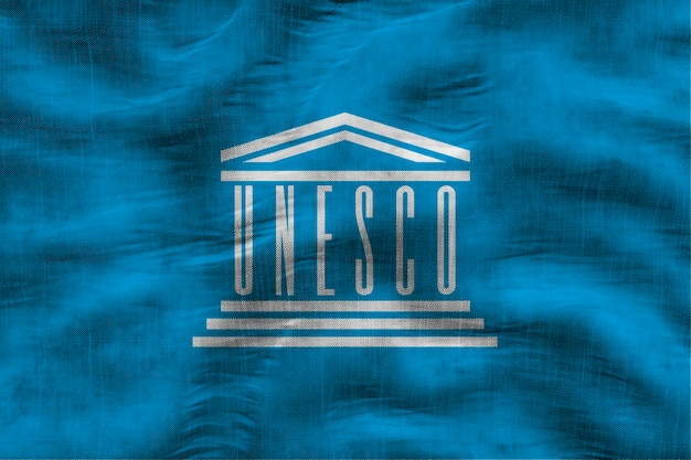 Drapeau national de l'UNESCO Arrière-plan avec le drapeau de l'UNESCO