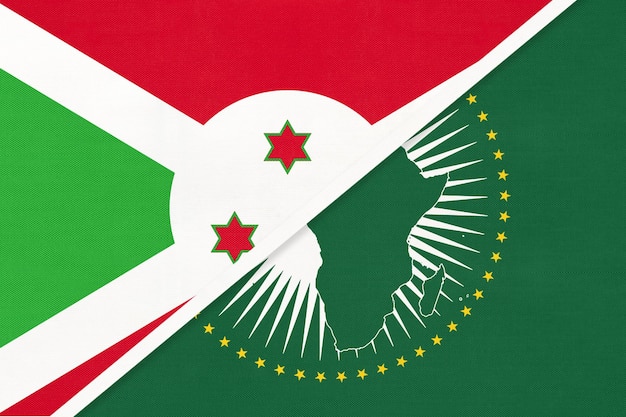 Drapeau national de l'Union africaine et du Burundi du continent africain textile contre le symbole burundais