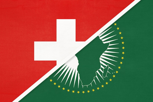 Drapeau national de l'Union africaine et de la Suisse du continent africain textile contre le symbole suisse