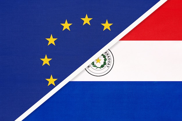 Drapeau national Union européenne ou UE vs République du Paraguay