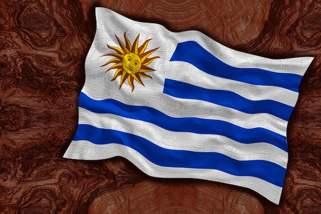 Drapeau national de l'Uruguay Arrière-plan avec le drapeau de l'Uruguay