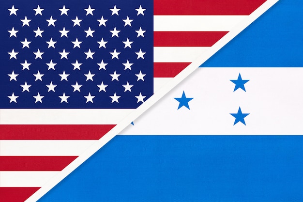 Drapeau national USA vs Honduras. Relation entre deux pays.