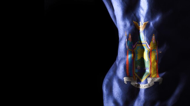 Drapeau de New York sur les muscles abdominaux, concept de musculation de New York, fond noir