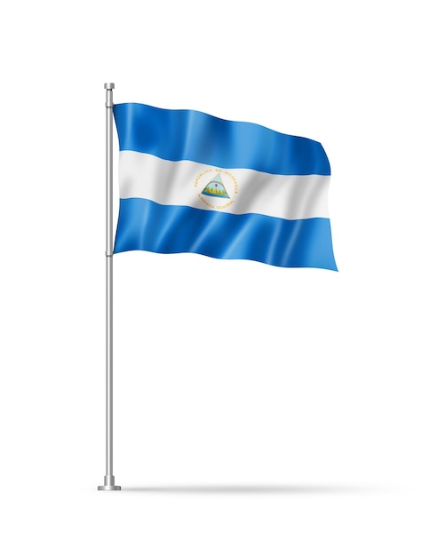 Drapeau nicaragua isolé sur blanc