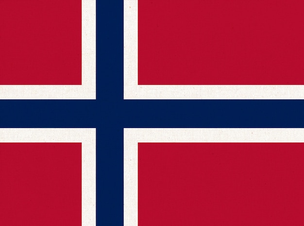 Drapeau de la Norvège Symbole de l'État norvégien Drapeau sur surface de tissu