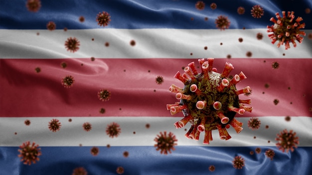 Drapeau ondulant du Costa Rica et virus du microscope à coronavirus