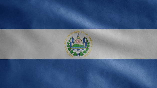 Drapeau ondulant salvadorien dans le vent