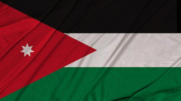 Drapeau ondulant texturé 3d réaliste de la Jordanie