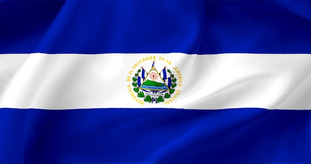 Photo drapeau ondulé d'el salvador drapeau d'un pays libre le drapeau flotte au vent textiles satin