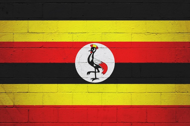 Le drapeau de l'Ouganda peint sur un mur