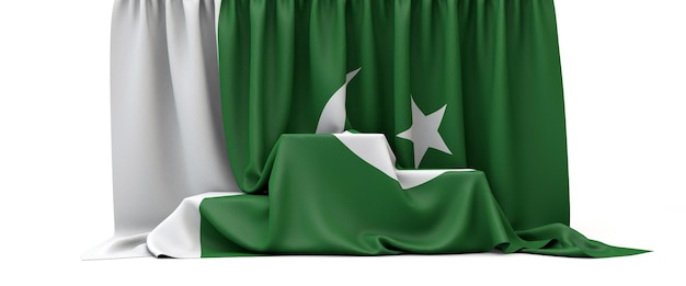 Drapeau pakistanais drapé sur un podium des gagnants du concours d rendu