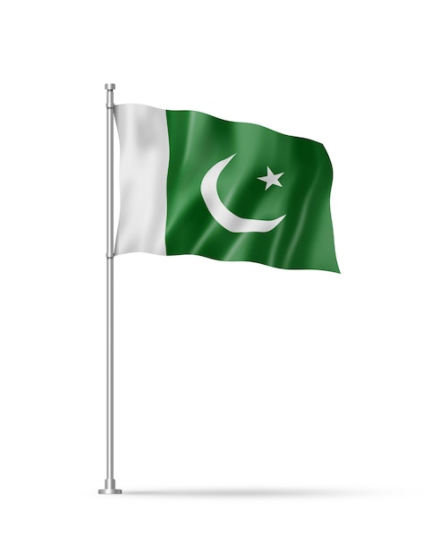 Drapeau pakistanais isolé sur blanc