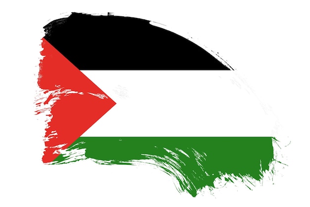 Drapeau palestinien sur fond blanc avec effet de texture pinceau abstrait