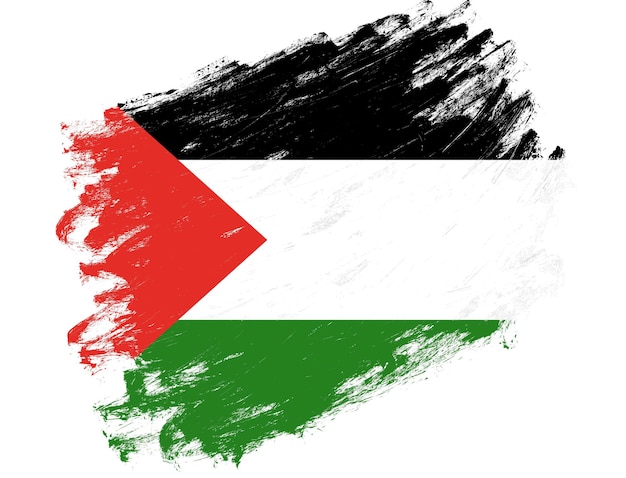 Drapeau palestinien peint sur un fond blanc de coup de pinceau grunge