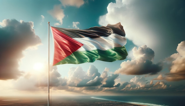 Photo le drapeau palestinien en symboles de gloire, de soutien et de solidarité du monde entier
