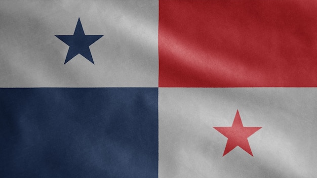 Drapeau panaméen dans le vent. Gros plan du modèle de Panama soufflant, soie douce et lisse.