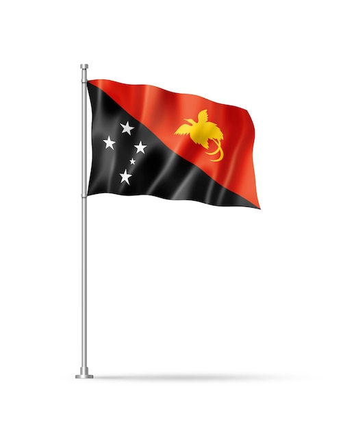 Drapeau Papouasie-Nouvelle-Guinée isolé sur blanc