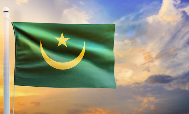 drapeau de pays mauritanie, drapeau ondulant 3d isolé,