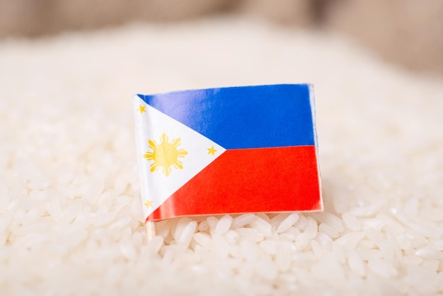 Photo drapeau des philippines sur le grain de riz