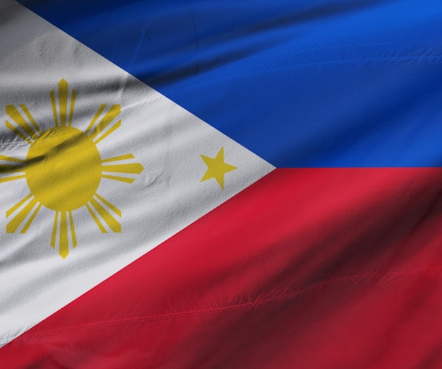 Drapeau des Philippines rendu 3d représentant le symbole de la victoire, de la conquête, des célébrations nationales