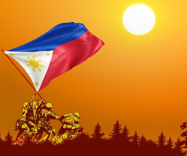 Drapeau des Philippines, symbole de la victoire, de la conquête, des célébrations nationales