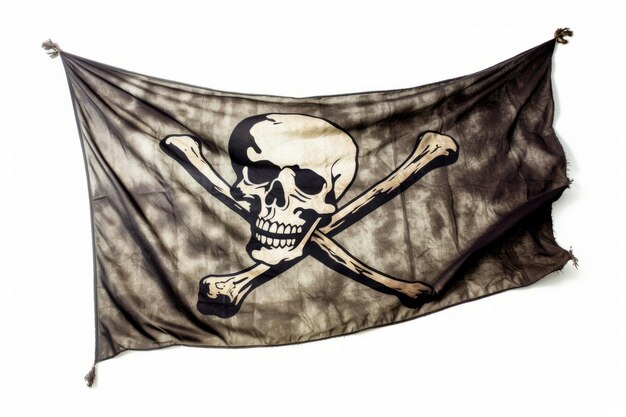 Le drapeau des pirates agitant fièrement sur un fond blanc AI générative