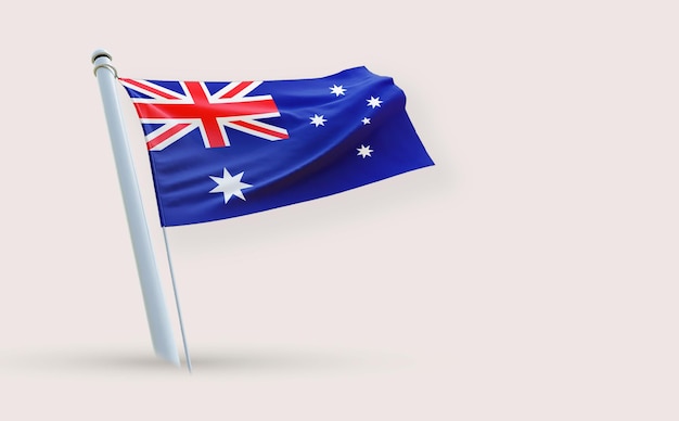 Un drapeau plein de beauté pour l'Australie sur un fond blanc rendu en 3D