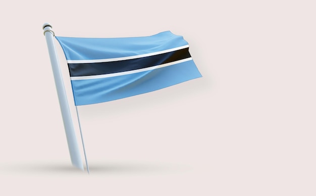 Un drapeau plein de beauté pour le Botswana sur un fond blanc rendu en 3D