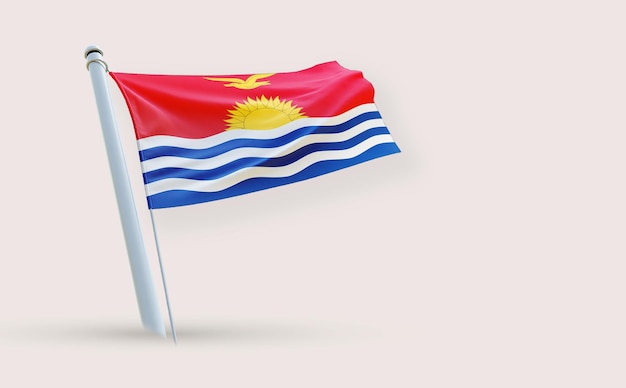Un drapeau plein de beauté pour Kiribati sur un fond blanc rendu en 3D