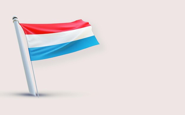 Un drapeau plein de beauté pour le Luxembourg sur un fond blanc rendu en 3D