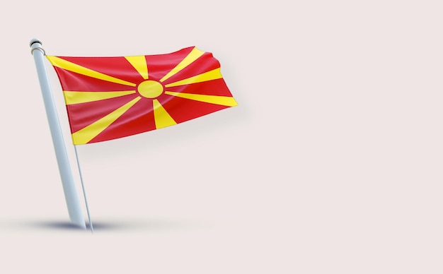 Un drapeau plein de beauté pour la Macédoine sur un fond blanc rendu en 3D