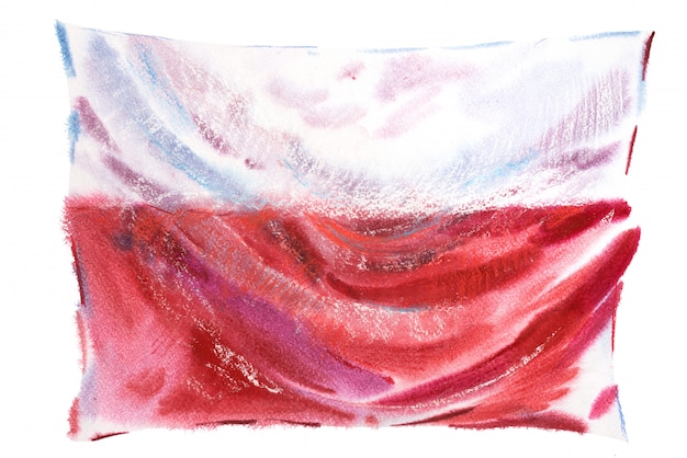 Drapeau de la Pologne peint à l'aquarelle