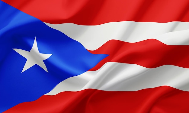 Le drapeau de Porto Rico agité en gros plan